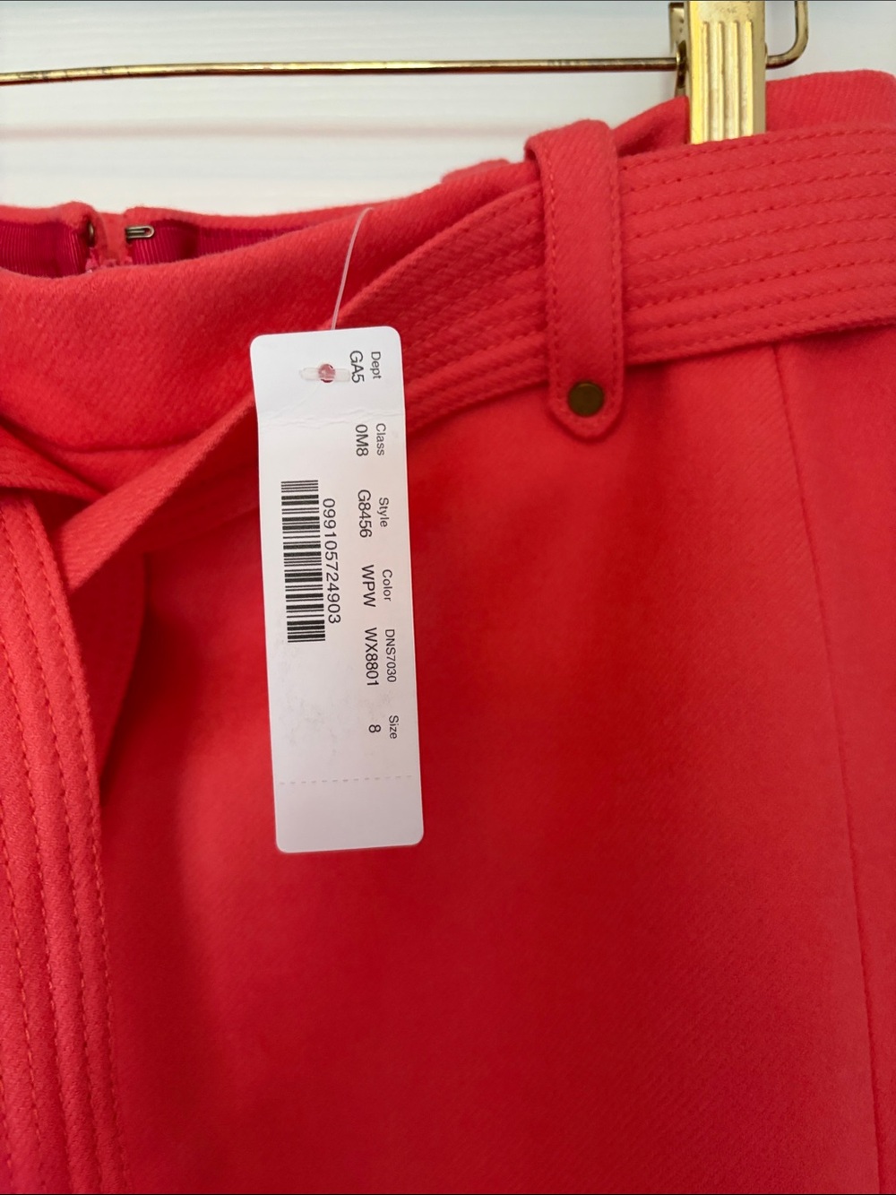 J. Crew Deep Coral Wool Midi Skirt with Self-Tie Belt - Picture 2 of 10